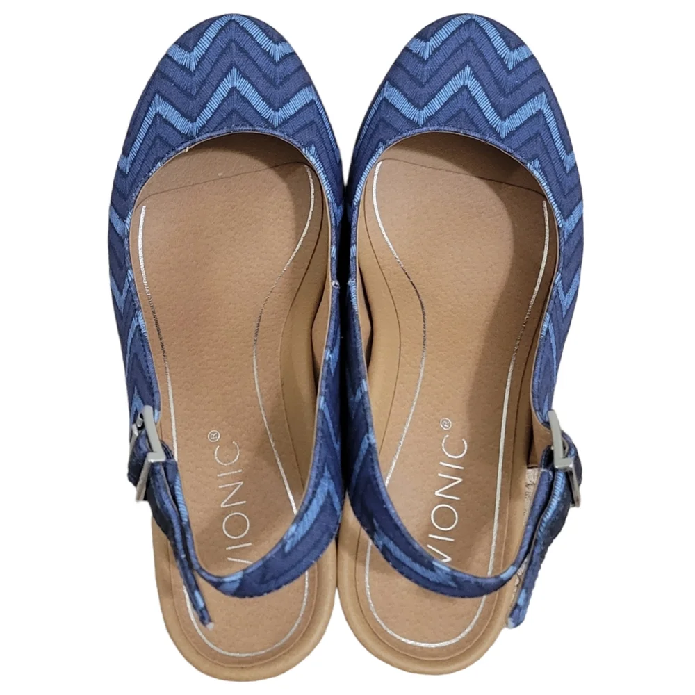 Vionic Summer CORALINA WEDGE Blue Sandal 7.5‎ Wide